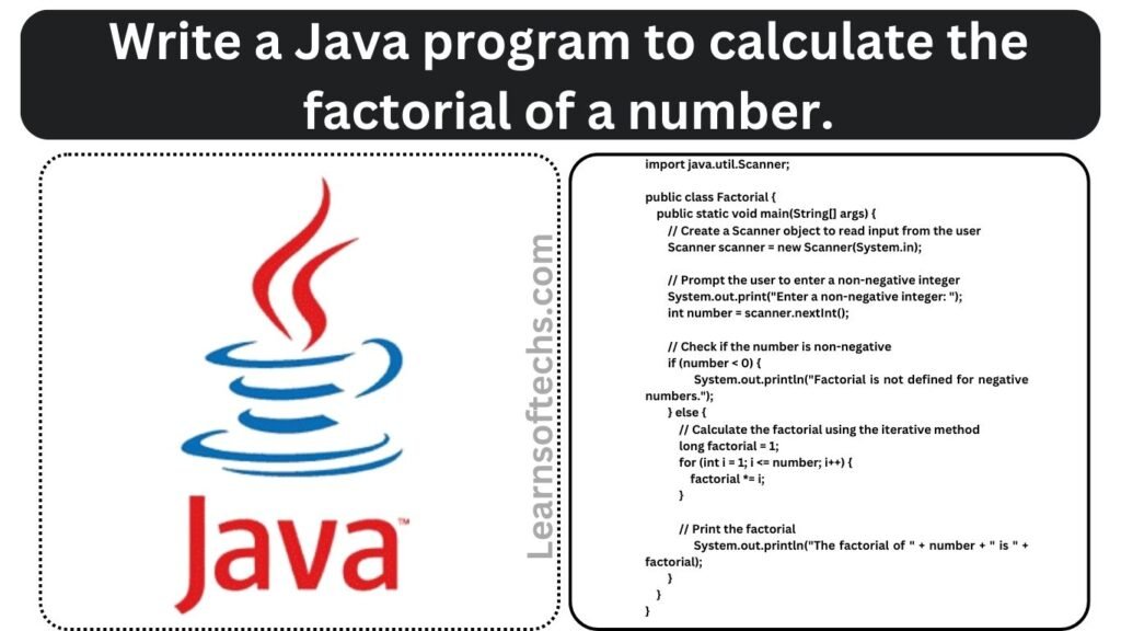 Write a Java program to calculate the factorial of a number.